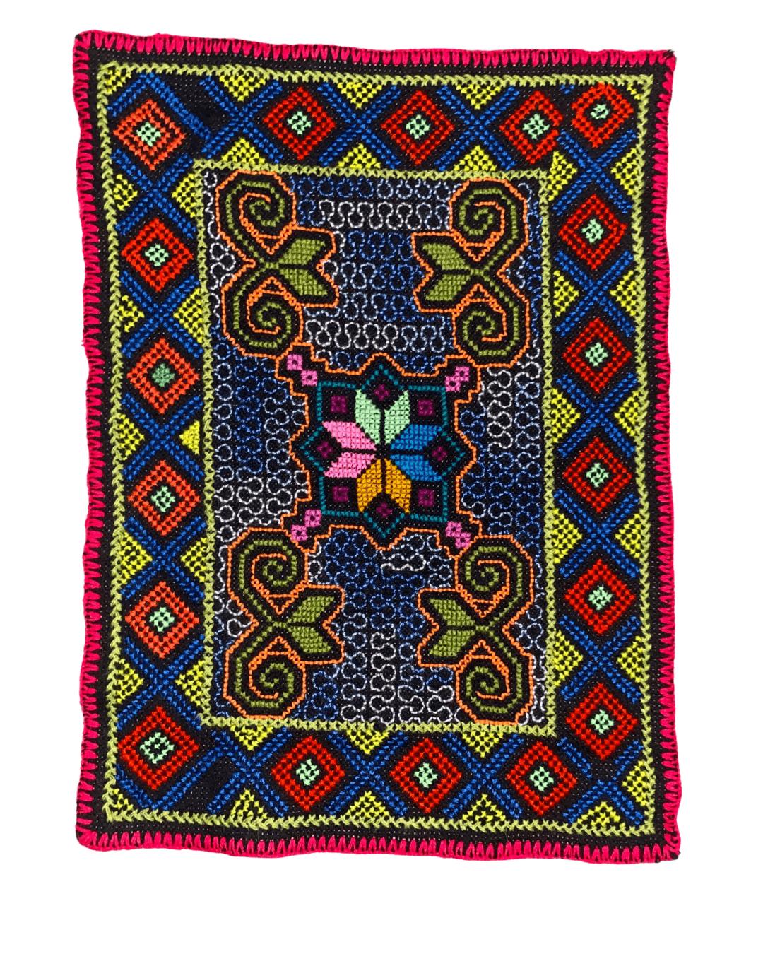 Hand woven and embroidered traditional tapestry, Shipibo Nation, Jaguar with Bobinsana (Copy)